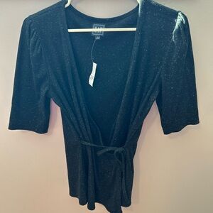 GAP Black Speckled Wrap Blouse